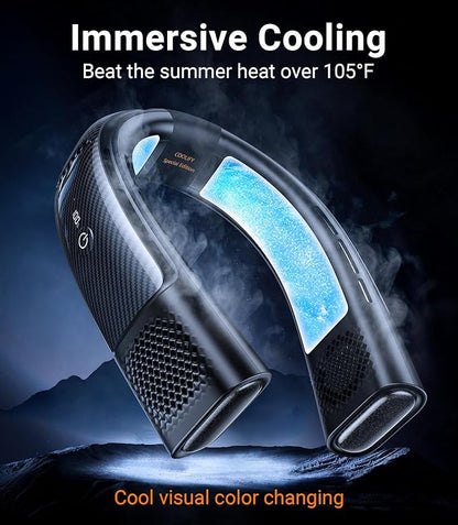 TORRAS COOLiFY 2S Neck Fans that Blow Cold Air [Limited Version], Neck Air Conditioner with Long Battery, Orange-blue-Change Neck Fan, Smart App Control Neck Fan Rechargeable, Black