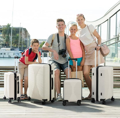 Karl home Luggage Sets 4 Piece, PP Hard Case Suitcase Set with Built-in Lock Spinner Wheels, Lightweight Durable Carry on Luggage for Business Travel - White (16/20/24/28")