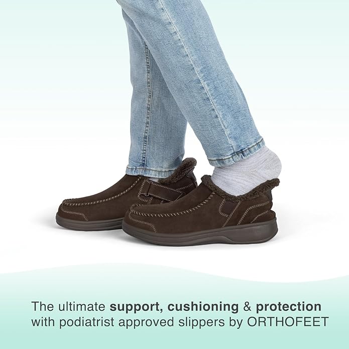 Orthofeet Men's Orthopedic Leather Vito Hands-Free Slipper