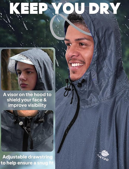 ANYOO Waterproof Rain Poncho Bike Bicycle Rain Capes Lightweight Compact Reusable for Adults