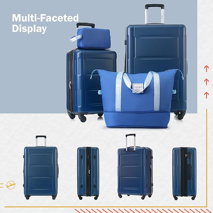 Merax Luggage Sets 2 Piece Suitcase Set, Hardshell 20 IN & 24 IN Suitcase Set with Duffel Bag, Travel Suitcases with Spinner Wheels and TSA Lock(Blue)