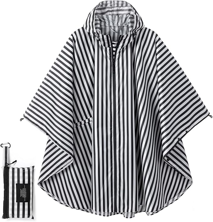 Fashion Hooded Rain Poncho Waterproof Raincoat Jacket with pocket for Women/Men/Adult