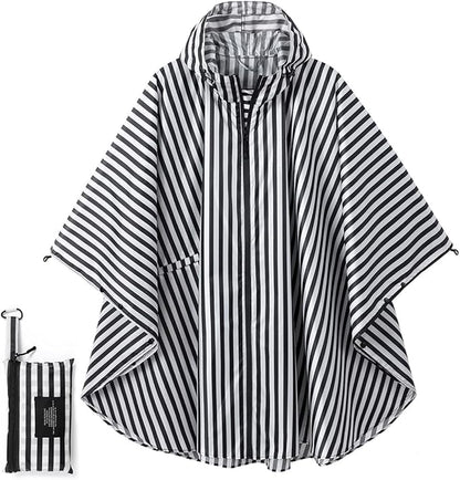 Fashion Hooded Rain Poncho Waterproof Raincoat Jacket with pocket for Women/Men/Adult