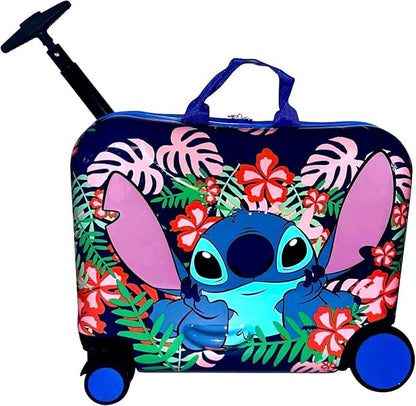 Fast Forward Ride-On 18" Suitcase For Kids/Tow-Along Toddler Carry-On Luggage With Wheels (Stitch)