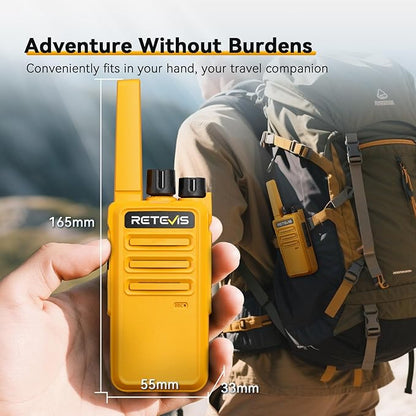 Retevis RT68 Walkie Talkies for Adults, Portable FRS Two Way Radios Rechargeable, Durable 2 Way Radios Long Range, VOX Hands Free, USB Charging Base for Camping, Climbing and Road Trips (2 Pack)