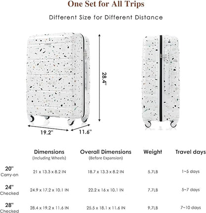 3 Piece ABS Hardshell Luggage Sets – Lightweight, Tough & Scratch-Resistant
