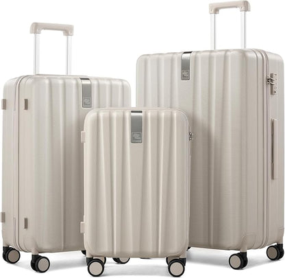 Hanke Hardshell Luggage Sets 3 Piece Extra Large Suitcases with Lock,28 Inch Luggage with Spinner Wheels, PC Travel Suitcase for Women Men 20 24 29Inch,Ivory White