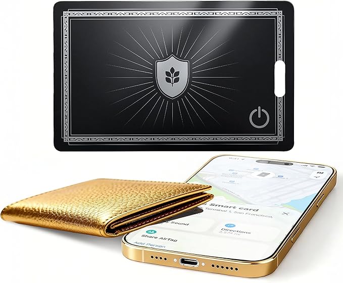 Wallet Tracker Card for Apple Find My (iOS Only) - Ultra Slim Rechargeable Bluetooth Tracker, IP68 Waterproof Smart Finder & Item Locator for Keys, Wallet, Bags, Passport, Luggage Tags（1- Pack）