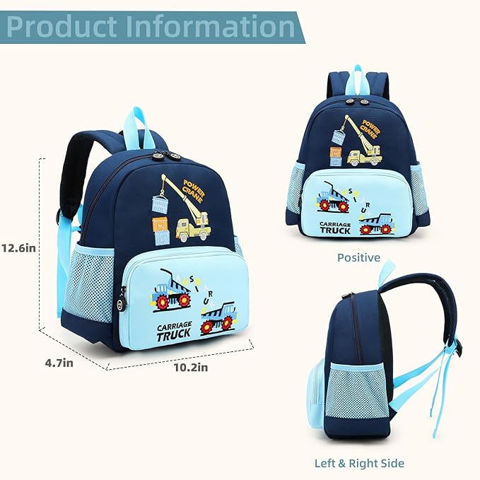 willikiva Cute Zoo Little 3d Backpack Kids Backpack for Boys and Girls Toddler Backpack Waterproof Preschool(Blue Hoist)