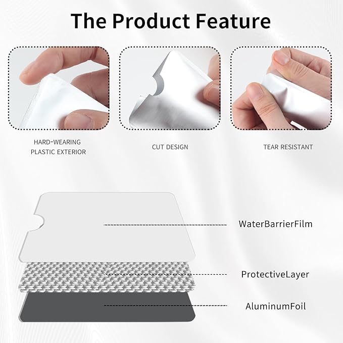 Owfeel RFID Blocking Secure Credit Card Sleeves Pack Of 15 Contactless Card Protection Holders Credit Card ID Anti Theft WaterProof Protector- Silver