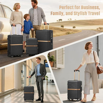 Joyway Lightweight Carry-On Luggage 20 Inch with Spinner Wheels, TSA Lock, Durable ABS Hardshell Suitcase for Business & Travel (Black, 20 Inch)