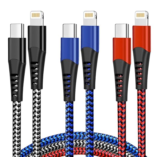 cugunu USB C to Lightning Cable 3 Pack 6FT iPhone Charger Apple MFi Certified Power Delivery Fast Charging Cord Compatible with iPhone 14/13/12/11/XS/XR/X/8