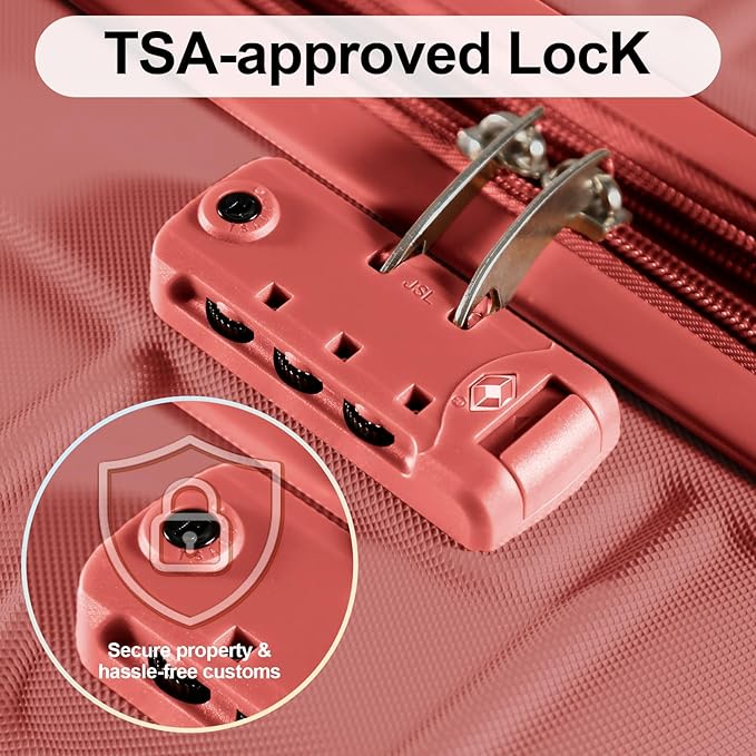 4 Piece Luggage Set Expandable ABS Travel Suitcase Set with Double Spinner Wheels TSA Lock Hardshell Durable Lightweight Traveling Luggage Sets Gift for Back to School (Rose Golden, 28in26in20in13in)