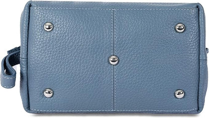 KomalC Premium Buffalo Leather Toiletry Bag for Men & Women With Water resistant Lining, Grooming Travel Pouch, Unisex Wash Bag for Toiletries, Gifts for Men and Women