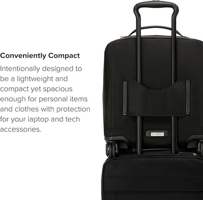 TUMI - Voyageur Leger 4 Wheeled Luggage - Women's Lightweight and Spacious, Sleek Silhouette, Durable Premium Suitcase - 16" Compact Carry-On, Black with Gold Hardware
