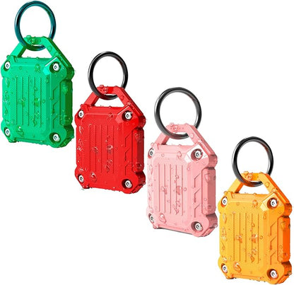 DOVICK- Waterproof Airtag Keychain Holder Case,Screw Full Cover Compatible with Apple Air Tag Tracker Key Ring (Mix 4 Pack)