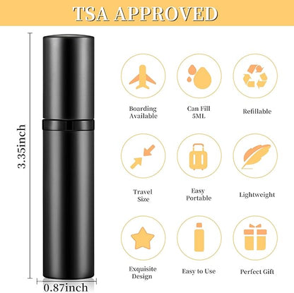 2PCS Perfume Travel Refillable Bottle, Bottom-Filling Fragrances Perfume Atomizer, Empty Mini Cologne Dispenser, Portable Sprayer Pocket Size for On the Go 5ml (Black & Dark Blue)