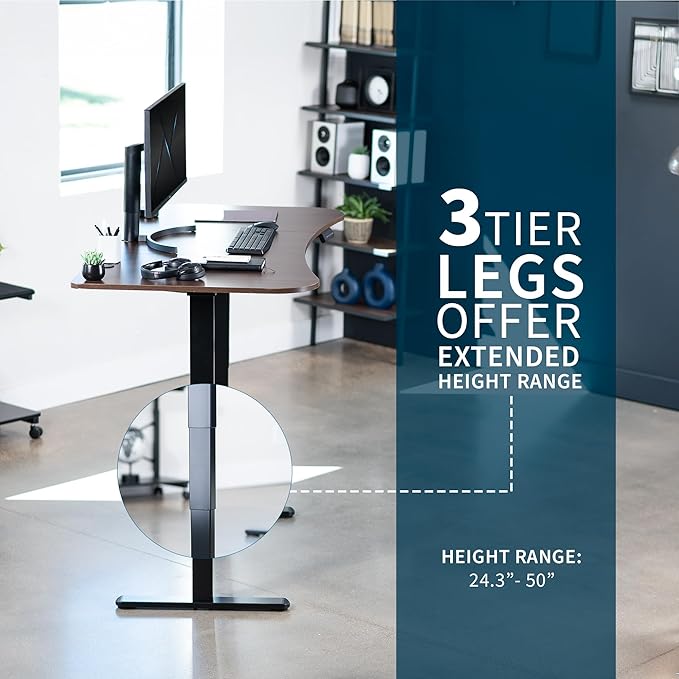 VIVO Electric 63 x 32 in Dual Motor Standing Desk, Memory Height Adjustment, 2B Series, Dark Walnut Top Black Frame, DESK-KIT-2B1D