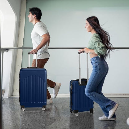 Karl home Carry On Luggage 22x14x9 Airline Approved, ABS Hardshell Suitcase with TSA Lock & Spinner Wheels, Durable Small Suitcase Rolling Luggage for Business Travel, Navy Blue