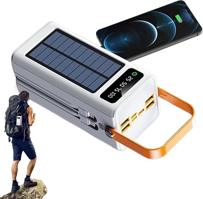 Solar Battery - 120w Fast Charger | Solar Battery Bank for Camping Use, 50000mah Survival Pack & Led Light Feature for Road Trip Charging Hiking Gear Backpacking Setup and Fishing