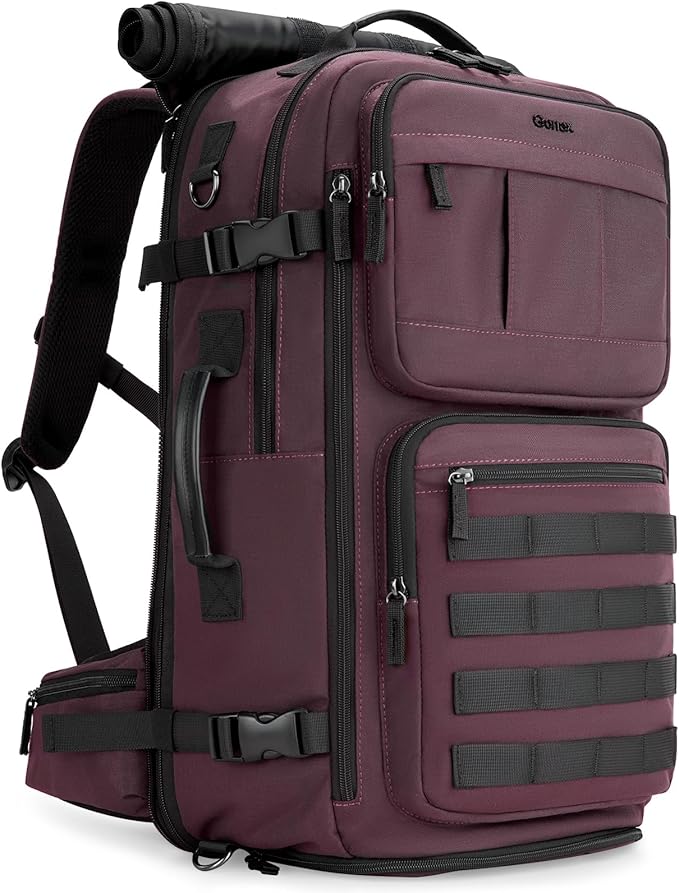 Gonex Travel Backpack, Large Carry-On Nylon Duffle Bag, 3-in-1 Convertible Laptop Bag for Men & Women, Durable for Work & Weekend Travel (Dark Red)