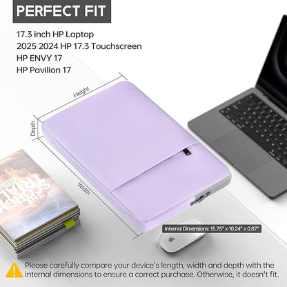 17 inch 360° Protective Laptop Case Sleeve for 2025 HP 17.3 inch Laptop, HP Envy 17, Pavilion 17, ASUS/Dell/Acer/Lenovo/LG/MSI Shockproof Water-Resistant Computer Bag with Accessory Pocket