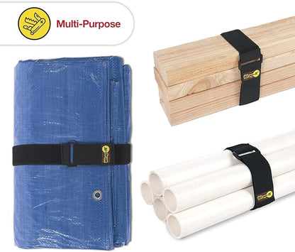 Super-Stretch Wrap-It Storage Straps - 24" (4 Pack) Black - Elastic Hook and Loop Cinch Straps fir Garden and Pool Hose Storage