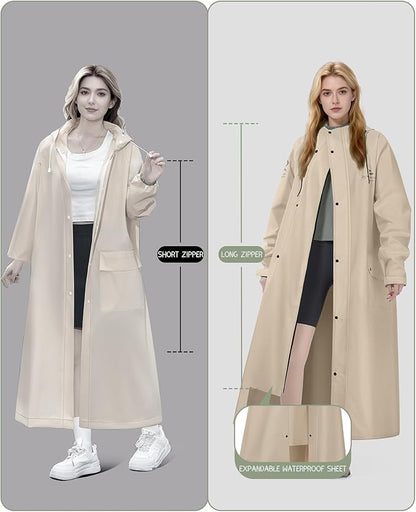 Men's Rain Jacket with Hooded Waterproof Lightweight Packable Long Raincoat Poncho for Women Adults