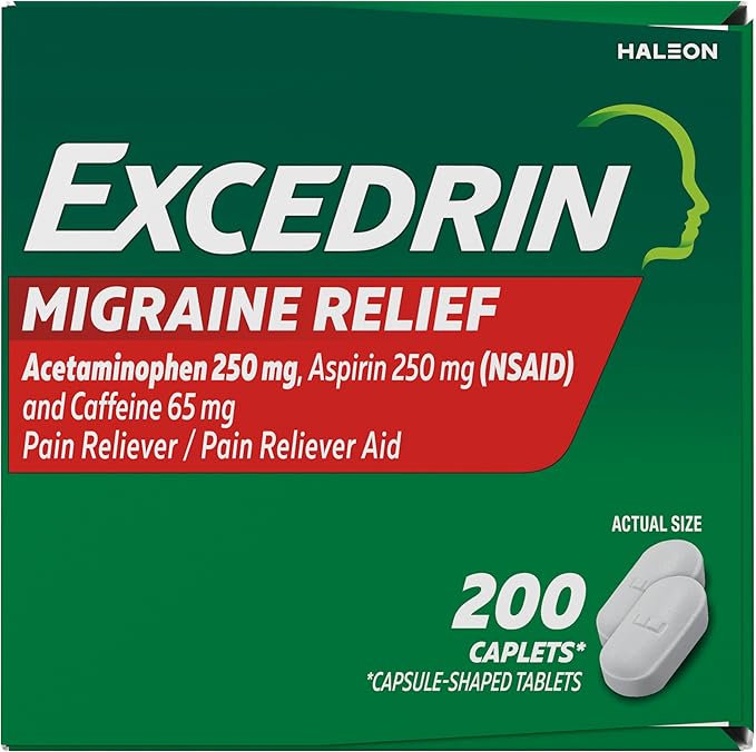 Excedrin Migraine Relief Caplets to Alleviate Migraine Symptoms - 200 Count