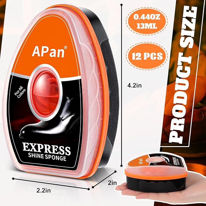 Loopeer 12 Pcs Shoe Shine Sponge Bulk, Instant Leather Shoes Shiner Care for Boots, Leather Accessories Quick Cleaning