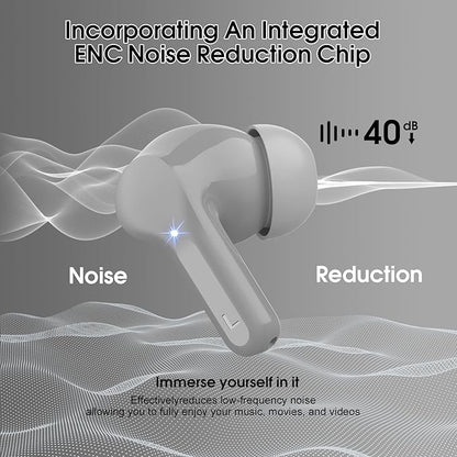 Wireless Earbuds, Bluetooth 5.4 Headphones HiFi Stereo, Bluetooth Earbuds with ENC Noise Cancelling Mic, IP7 Waterproof in Ear Earphones, 48H, LED Display Ear buds for Pad Phones Workout Sports, Grey