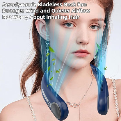 Portable Neck Fan,Hands Free Personal Wearable Bladeless Fan,6000mAh USB Rechargeable,360° Cooling,LED Display,4-Speeds,Birthday Gifts for Men Women Dad Mom,Stocking Stuffers Christmas Gifts (Blue)