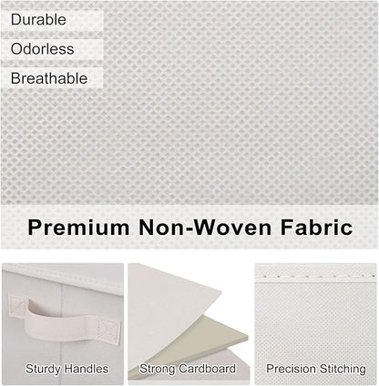 WUIKE 3 Pack Extra Large Fabric Storage Bins, Beige Foldable Closet Organizer Boxes for Clothes, Sheets and Blankets