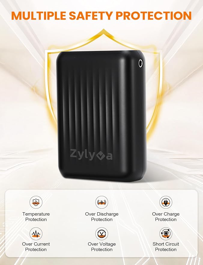 Heated Vest Battery Pack Replacement 18400mAh – 7.4V/5V Power Bank with LED Display Compatible with ORORO, Only for 7.4V Heated Apparel with DC 4.0mm Plug, Not for 12V Gear