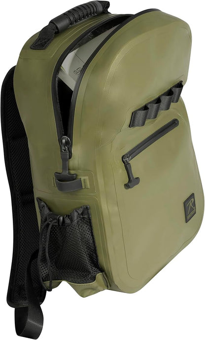 Rothco Waveguard Waterproof Backpack – Dry Storage Bag Hiking Boating Kayaking Canoeing Travel Beach Sack - Olive Drab