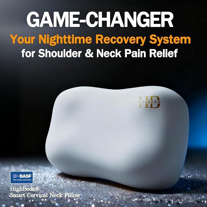 Cervical Neck Pillow for Neck Pain Relief- Memory Foam Pillow for Side and Back Sleepers, BASF Support with Ergonomic Pillow