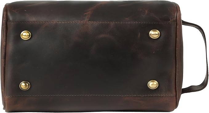 vintage crafts Genuine Leather Toiletry Bag for Men – Travel Dopp Kit with YKK Zippers & Metal Base, 9x6 Inches, Makeup Organizer Accessories Dopp Kit Bag