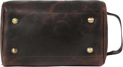vintage crafts Genuine Leather Toiletry Bag for Men – Travel Dopp Kit with YKK Zippers & Metal Base, 9x6 Inches, Makeup Organizer Accessories Dopp Kit Bag