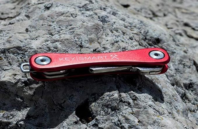 KeySmart Rugged - Multitool Key Holder for Keychain w/Bottle Opener and Pocket Clip, Key Organizer for Key Chain, EDC Keychains, Key Ring for Car Fobs Key Chains, Expandable (Up to 14 Keys, Red)