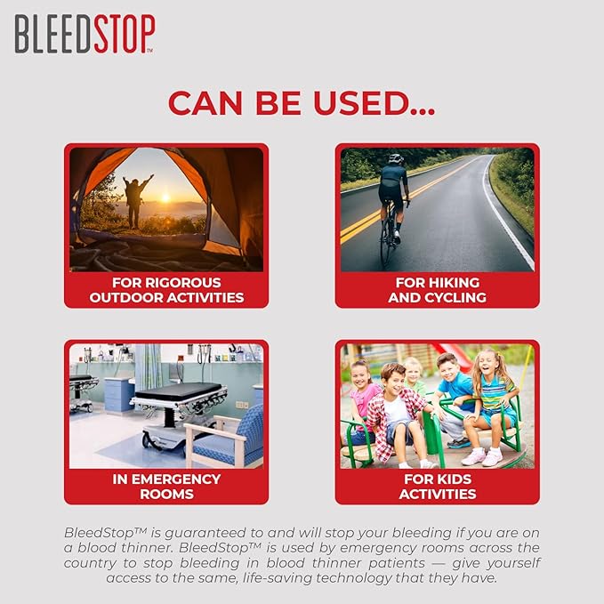 BleedStop™ First Aid Powder for Blood Clotting, Trauma Kit, Blood Thinner Patients, Camping Safety, and Survival Equipment for Moderate to Severe Bleeding Wounds or Nosebleeds - 2 (20g) Pouches