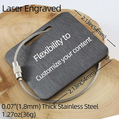 Durable Personalized Luggage Tags for Suitcases,Cruise Essentials Travel Tags for Luggage,Travel Bag Labels,Travel Essentials Heavy-Duty Stainless Steel Black Square Suitcases Tags no icon