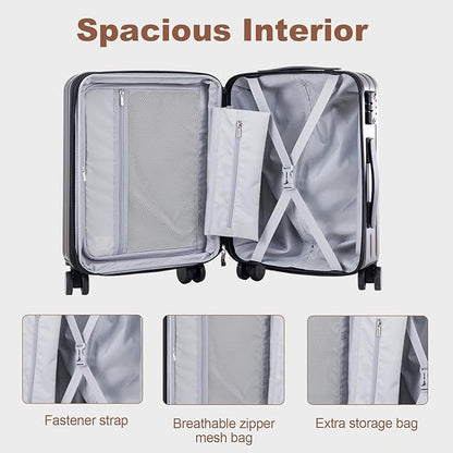 OUZZO Luggage Sets 3 Piece Expandable Suitcase Sets with Double Spinner Wheels Hardshell Lightweight PC Checked Luggage set TSA Lock for Family Trips, Business,Vacation