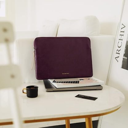Comfyable Leather Laptop Sleeve Compatible with 16 Inch MacBook Pro M4 2024 & 15 Inch MacBook Air M4 M3 M2 2025, Berry Brown