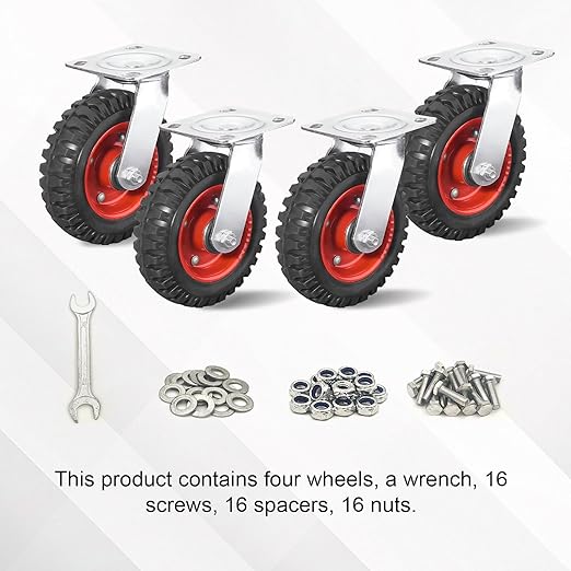 8 Inch Caster Wheels, Casters Set of 4 Heavy Duty, Industrial Castors for Moving Needs, Plate Castor Wheels Perfect for Furniture, Equipment (8INCH Swivel,4pk)