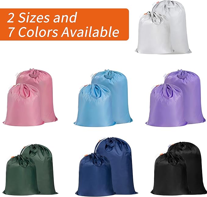 Polecasa Small Heavy Duty Laundry Bag with 130gsm Tear Resistant Fabric and Handles, Easy to Carry Durable Dirty Clothes Drawstring Bag, Perfect for College Dorm, Travel 21”x24”, Pink