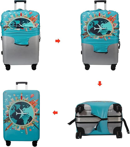 WUJIAONIAO Travel Luggage Cover Baggage Suitcase Cover Protector Skins 18-32 Inch (A15 Go Travel, S (for 18-20 inch luggage))
