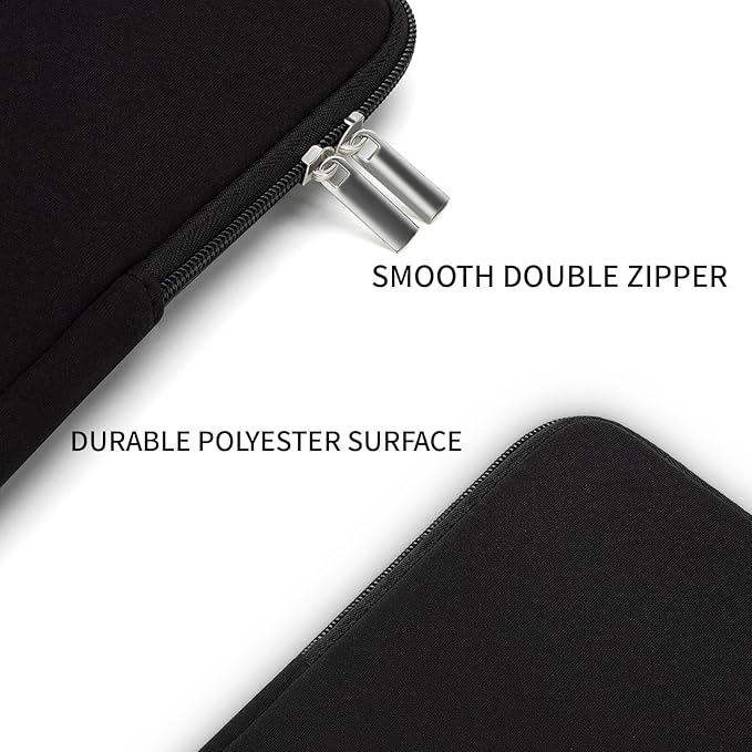 RAINYEAR 14 Inch Laptop Sleeve Protective Case Soft Fluffy Lining Padded Zipper Cover Carrying Bag with Accessories Pouch, Compatible with 14" Notebook Computer Chromebook (Black, Upgraded Version)