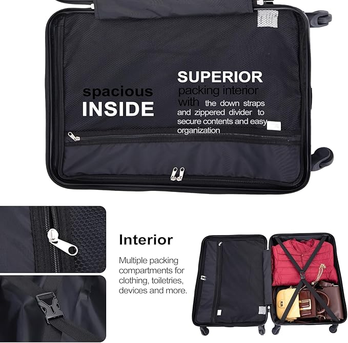 Travelhouse Luggage Sets, Expandable Hardside Suitcases 24in/28in, Carry on 20in,3 Piece Set Travel Luggages Clearance with Double Spinner Wheels TSA Lock Lightweight (RED)