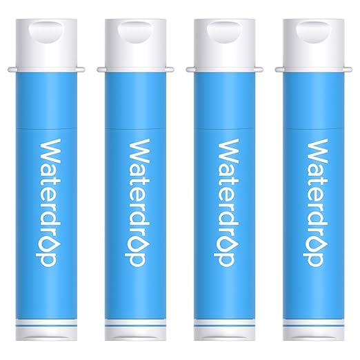 Waterdrop Water Filter Straw, Water Purifier Survival for Camping, Travel, Backpacking and Emergency Preparedness, Water Filtration System Survival, 4 Pack