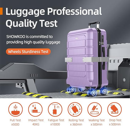SHOWKOO Luggage Sets Expandable PC+ABS Durable Suitcase Double Wheels TSA Lock Lavender Purple 3pcs
